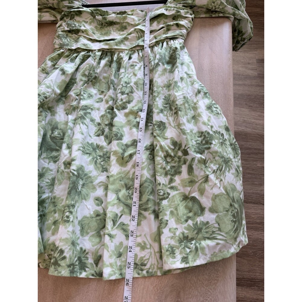 Abercrombie Emerson Mini Dress in Green Floral Size Small Puff Sleeves - Picture 5 of 5